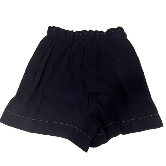 ZARA High Waist Crinkle Elastic Waist Black Shorts w/ Pockets - Picture 3 of 4